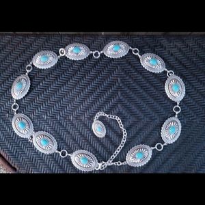 ARIAT Turquoise Concho Chain Belt - Ladies, Silver